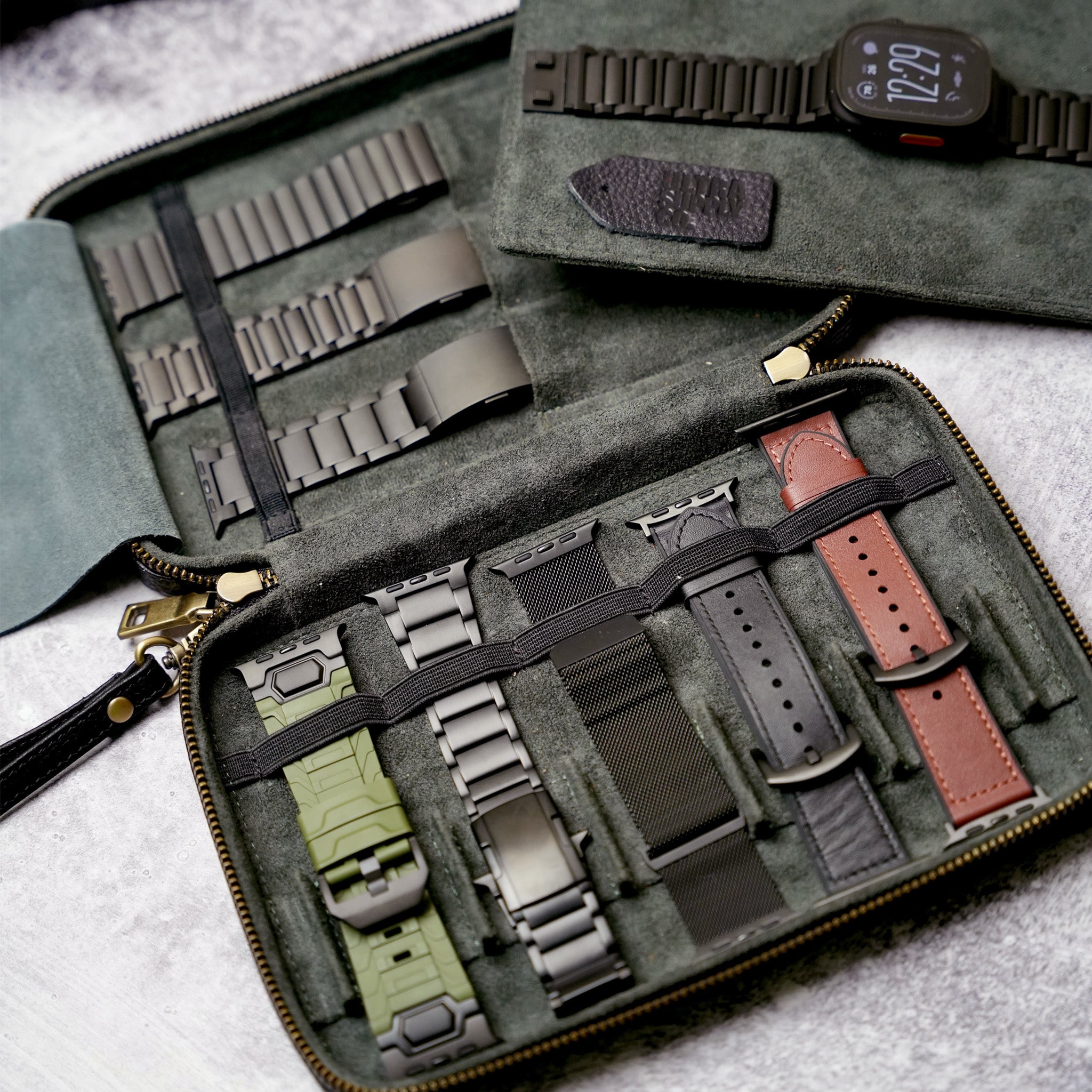 Estuche de almacenamiento de cuero para correas de Apple Watch: se adapta a correas de metal