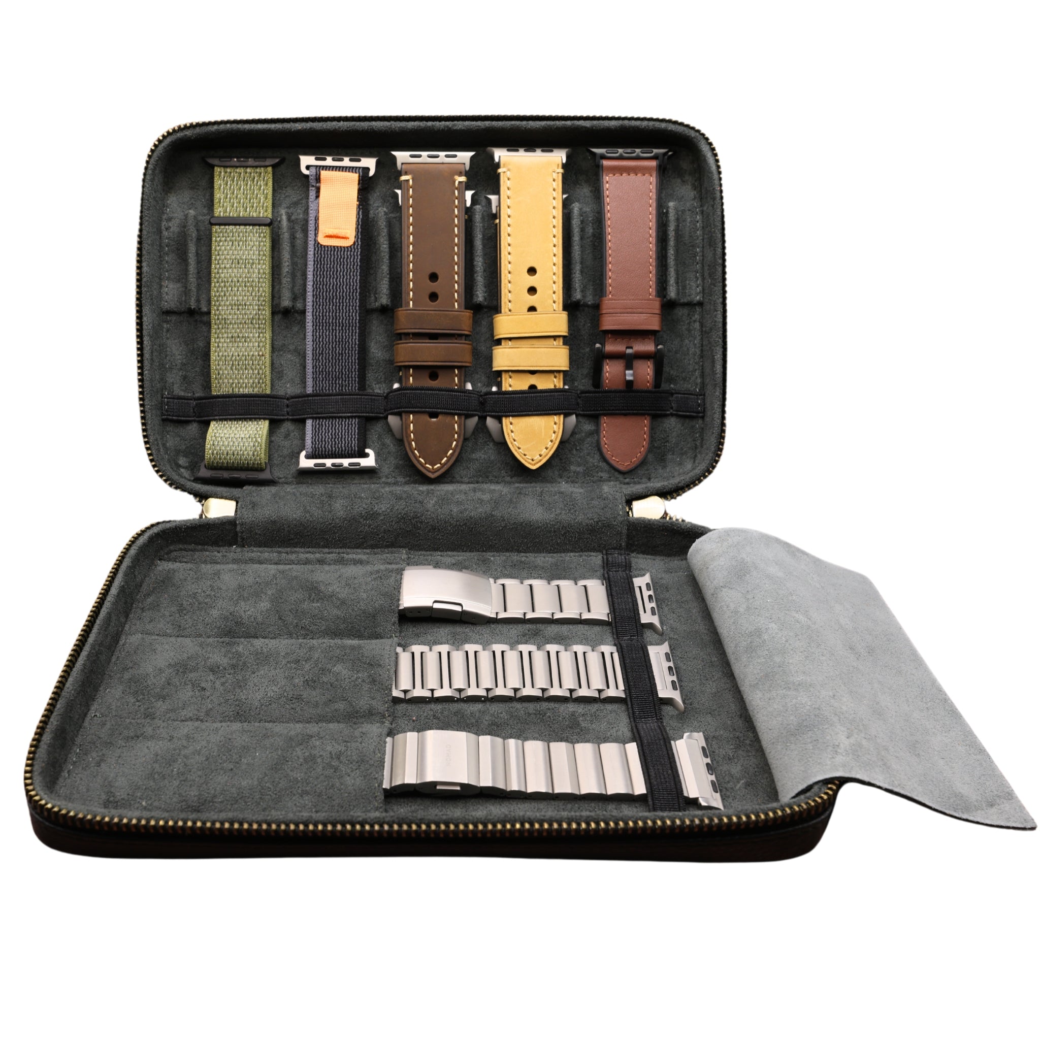 Estuche de almacenamiento de cuero para correas de Apple Watch: se adapta a correas de metal