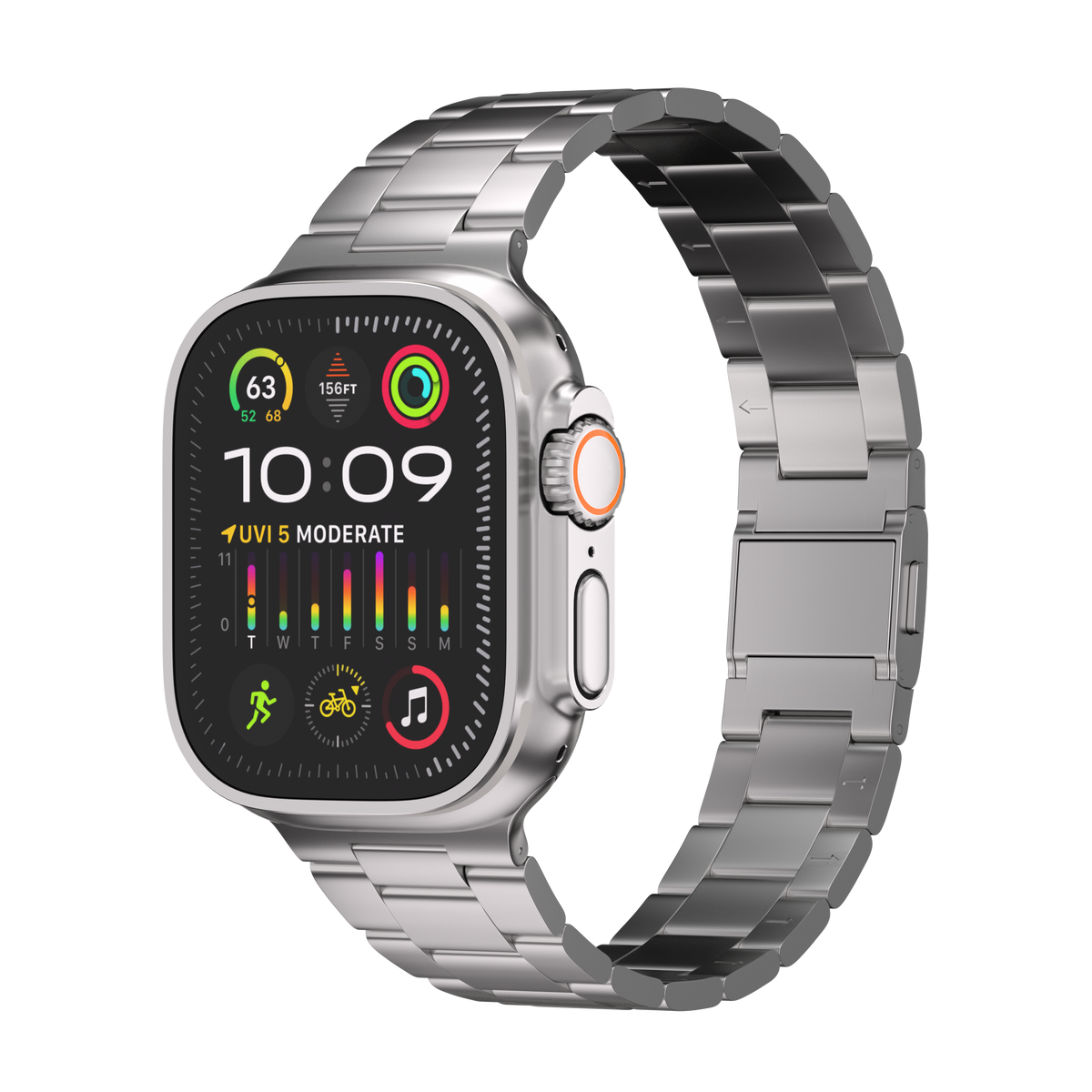Titanium Oyster Series 2 - Titanium Band for Apple Watch Ultra 2 with Magnet Buckle and Quick Release Links