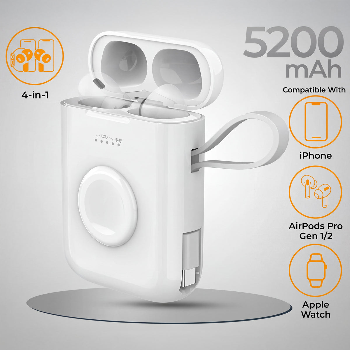 UltraPod Replacement Case for AirPods Pro - PowerBank for iPhone, Apple Watch, AirPods