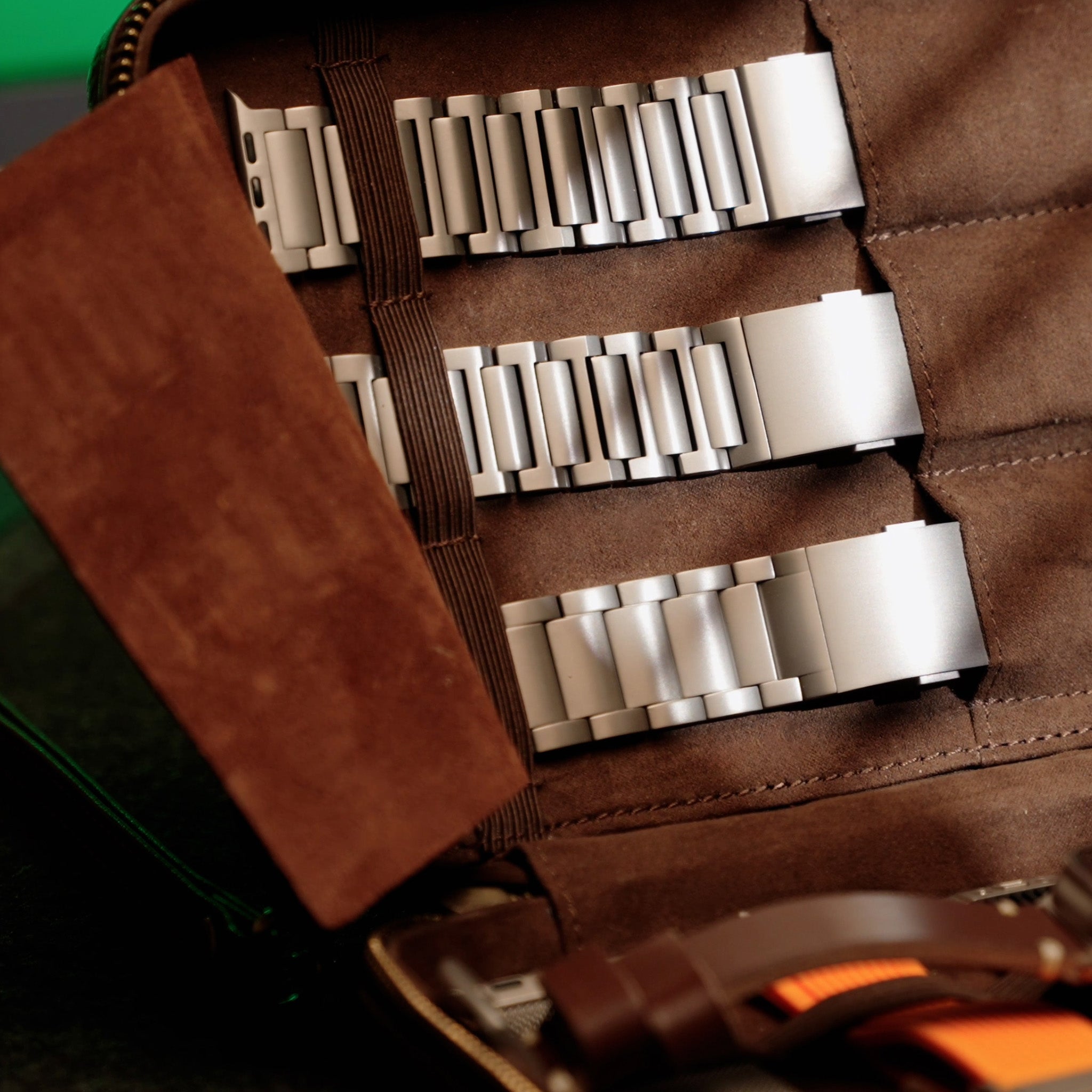 Estuche de almacenamiento de cuero para correas de Apple Watch: se adapta a correas de metal