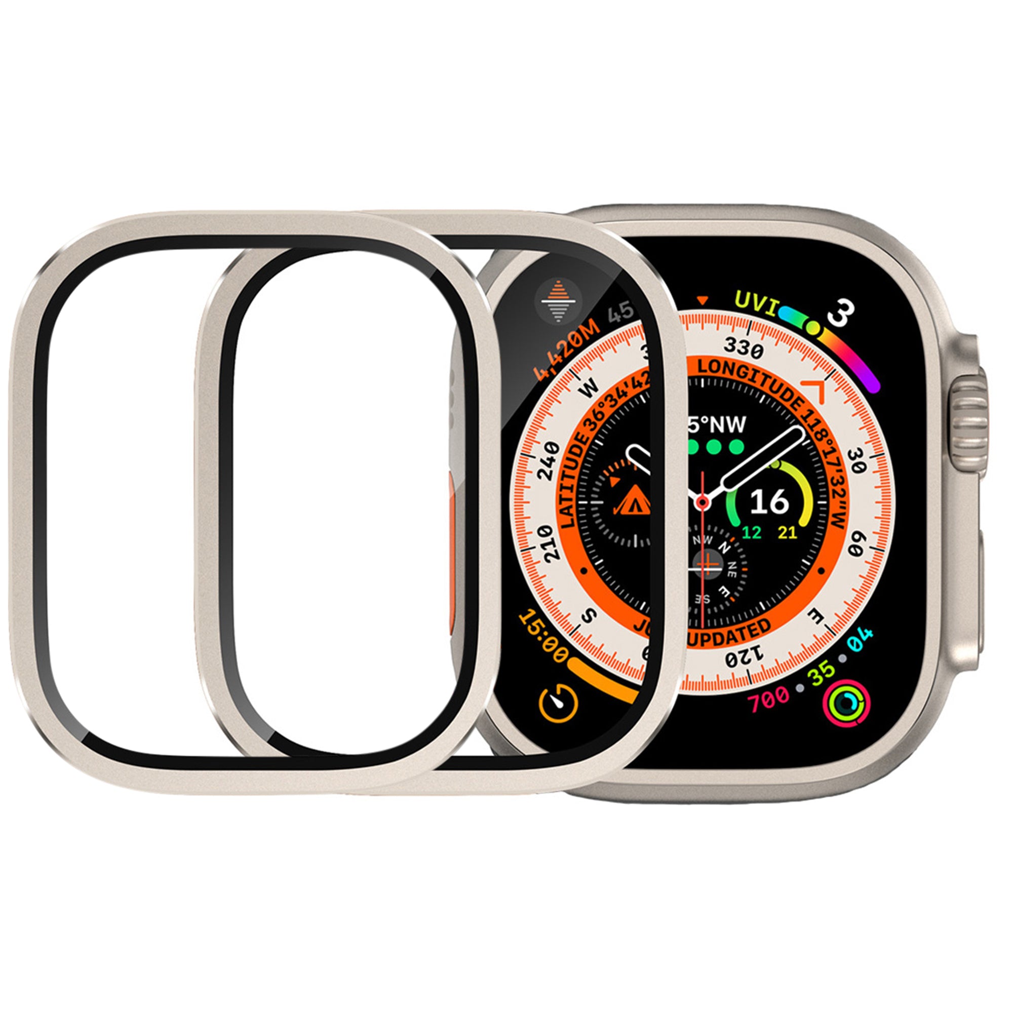 Protector de Pantalla para Apple Watch Ultra - Protector de pantalla de vidrio templado y marco de bisel