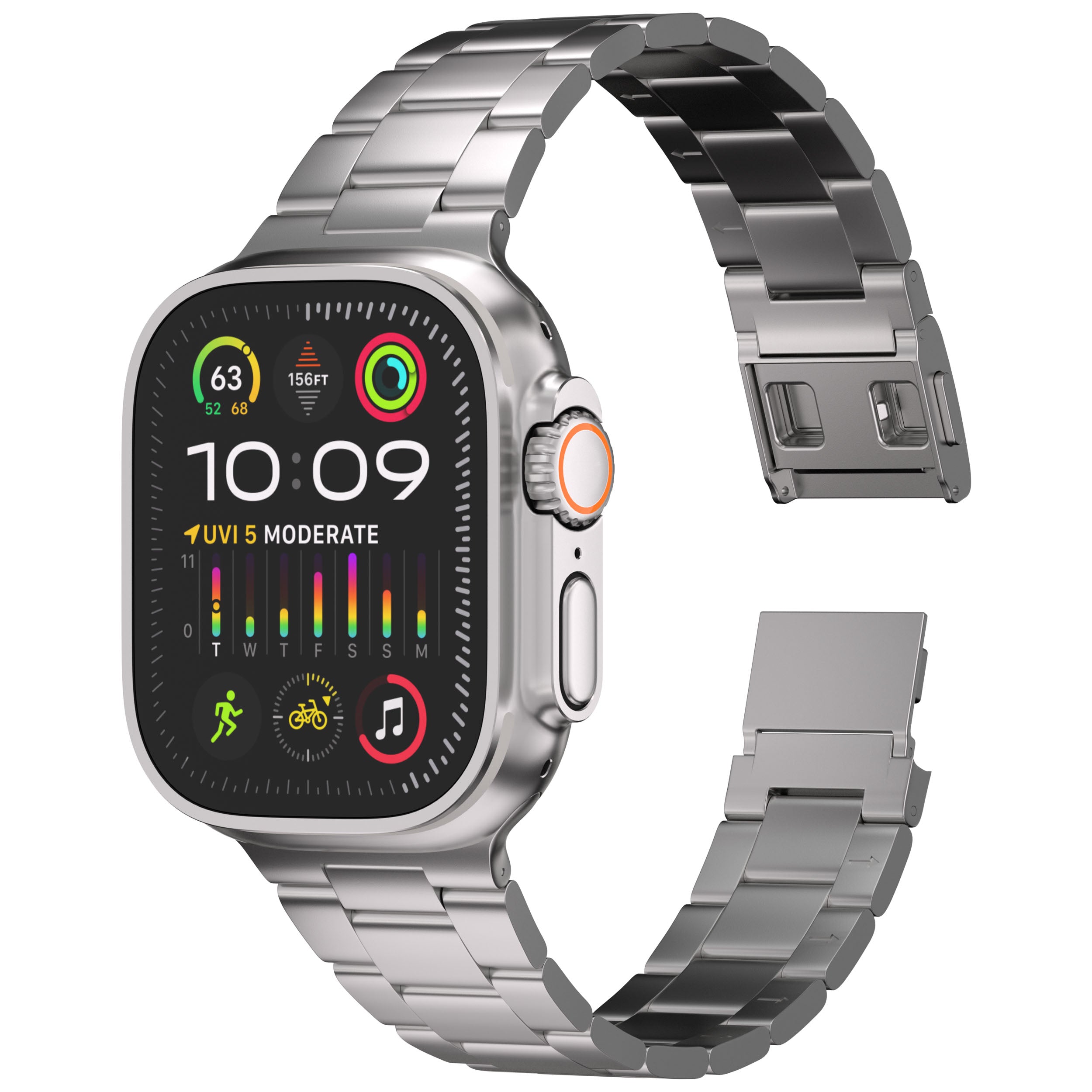 Titanium Band for Apple Watch Ultra 3/2/1 49mm - Magnet Buckle - Easy Resize Tool-Free Links